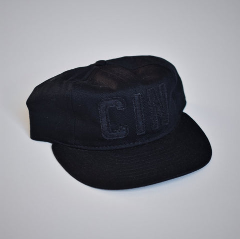 Queen City Ebbets Field Black on Black Snapback Hat