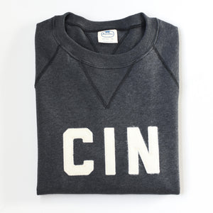 Queen City Charcoal Grey Crewneck / White Letters
